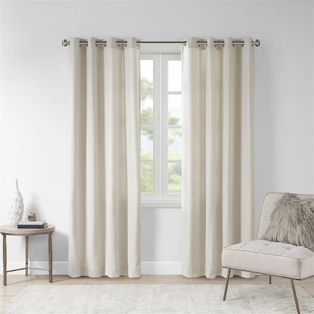 Madison Park Natural 100 Percent Polyester Solid Piece Dyed Grommet Top Window Panel MP40-6751